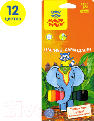 Набор цветных карандашей Мульти-пульти Енот в Индии / CP_10746