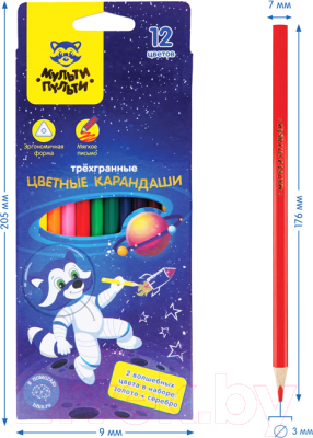 Набор цветных карандашей Мульти-пульти Енот в космосе / CP_29296