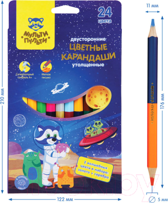 Набор цветных карандашей Мульти-пульти Енот в космосе / CP_33722
