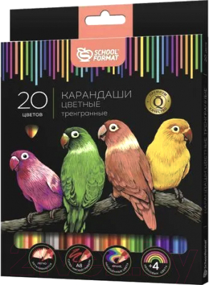 Набор цветных карандашей Schoolformat Дикая планета / КЦ20Н-ДП - фото