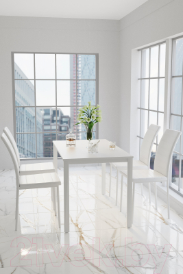 Обеденный стол Millwood Сеул Л 130x80 (белый/металл белый)