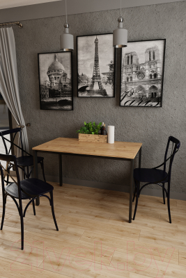 Обеденный стол Millwood Сеул Л 130x80 (дуб золотой крафт/металл черный)