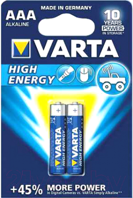 Комплект батареек Varta Energy ААА LR03 2BL / 4008496771226 - фото