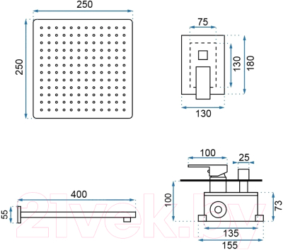 Душевая система со смесителем REA Fenix P8451