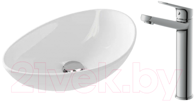 Умывальник со смесителем Cersanit Moduo 55 Leaf / 63571 + 63038 - фото