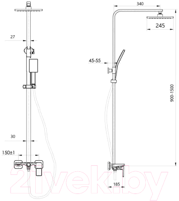 Душевая система со смесителем Wisent W72425