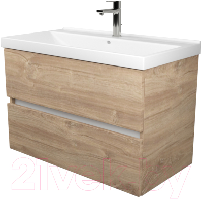Тумба под умывальник Дабер 011 / Т11.8.0.6Б (дуб канзас коричневый/белый) - фото