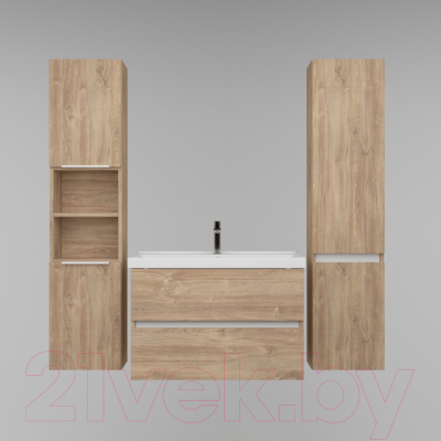 Тумба под умывальник Дабер 011 / Т11.6.0.6Б (дуб канзас коричневый/белый)