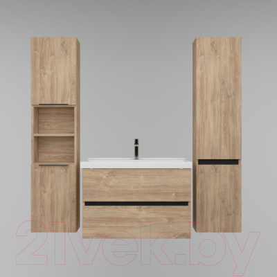 Тумба под умывальник Дабер 011 / Т11.6.0.6Ч (дуб канзас коричневый/черный)