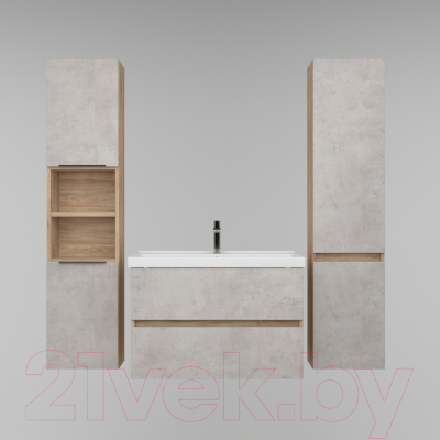Тумба под умывальник Дабер 011 / Т11.6.0.7 (дуб канзас коричневый/бетон чикаго)