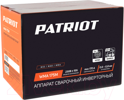 Инвертор сварочный PATRIOT WMA 175M MIG/MAG/MMA