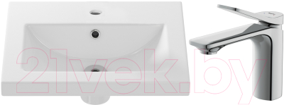 Умывальник со смесителем Cersanit Como 50 / S-UM-COM50/1-w + 63050 - фото