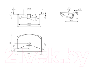 Умывальник со смесителем Cersanit Carina 55В / S-UM-CAR55/1 + 63020
