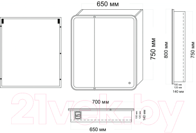 Шкаф с зеркалом для ванной Grossman Адель 70 / 207004