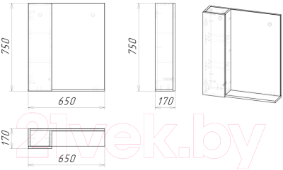 Шкаф с зеркалом для ванной Grossman Альба 65 / 206502