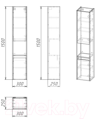 Шкаф-пенал для ванной Grossman Тенза 30 / 303008