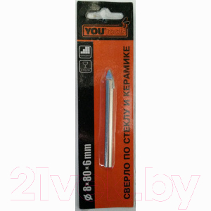 Сверло Yourtools 8x80мм По стеклу и керамической плитке - фото