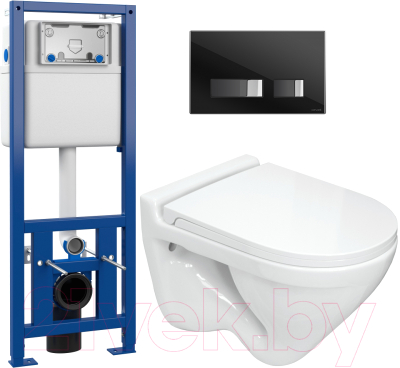 Унитаз подвесной с инсталляцией Sanita Luxe Attica SL DM + S-IN-MZ-LINK_PRO + P-BU-MOV/Blg/Gl - фото