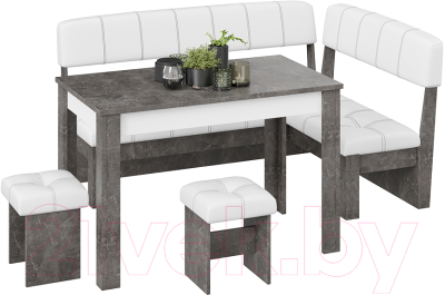 Обеденная группа ТриЯ Альфа (ателье темный/белый кожзам)