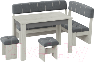 Обеденная группа ТриЯ Альфа (дуб крафт белый/антрацит/велюр серый) - фото