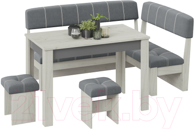 Обеденная группа ТриЯ Альфа (дуб крафт белый/антрацит/велюр серый)