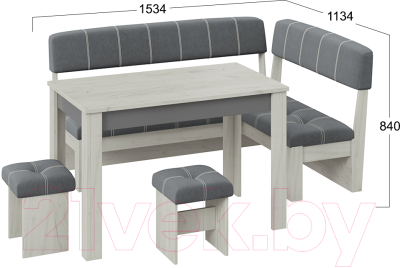 Обеденная группа ТриЯ Альфа (дуб крафт белый/антрацит/велюр серый)