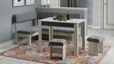 Обеденная группа ТриЯ Альфа (дуб крафт белый/антрацит/велюр серый)