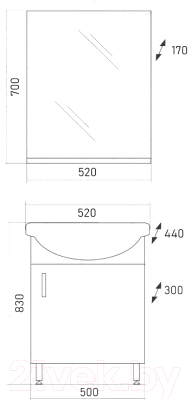 Комплект мебели для ванной Grossman Эко 52 / 105205