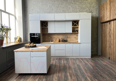 Шкаф навесной для кухни ДСВ Тренто ВП 350 левый (серый/серый)