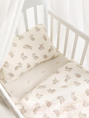 Комплект постельный для малышей Ночь нежна Зайчики Бэби 40x60 / 10293-1+10294-1 - фото