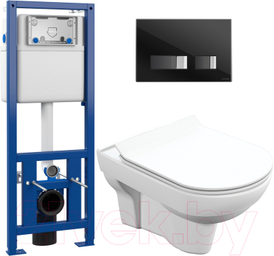 Унитаз подвесной с инсталляцией Cersanit City New Clean On + S-IN-MZ-LINK_PRO + P-BU-MOV/Blg/Gl - фото