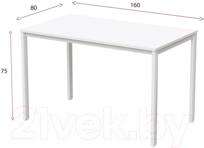 Обеденный стол Millwood Сеул Л 160x80 (белый/металл белый)