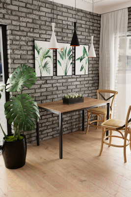 Обеденный стол Millwood Сеул Л 160x80 (дуб табачный крафт/металл черный)