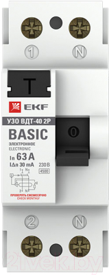 Устройство защитного отключения EKF Basic / elcb-2-63-30e-sim