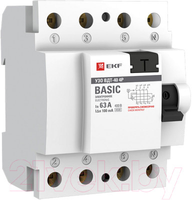 Устройство защитного отключения EKF Basic / elcb-4-63-100e-sim - фото