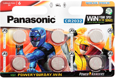 Комплект батареек Panasonic CR2032/6BL - фото