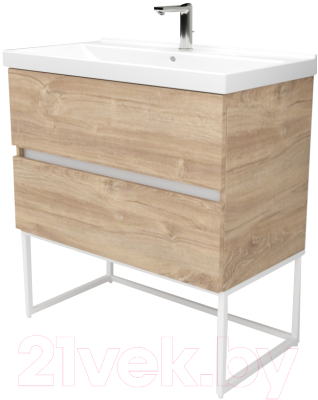 Тумба под умывальник Дабер 012 / Т12.6.1.6Б (дуб канзас коричневый/белый) - фото