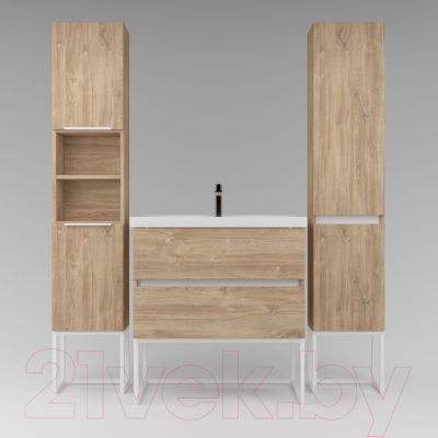 Тумба под умывальник Дабер 012 / Т12.6.1.6Б (дуб канзас коричневый/белый)