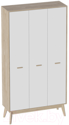 Шкаф Мебельград Калгари 3дв (дуб натуральный светлый/белый матовый) - фото
