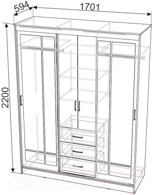 Шкаф NN мебель ШКП 1 (дуб венге/ясень анкор светлый)
