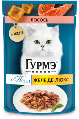 Влажный корм для кошек Гурмэ Перл желе де-люкс с лососем - фото