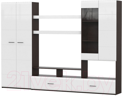 Стенка NN мебель МГС 7 исп 1 (дуб венге/белый глянец) - фото