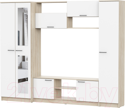 Стенка NN мебель МГС 3 исп 1 (дуб сонома/белый) - фото