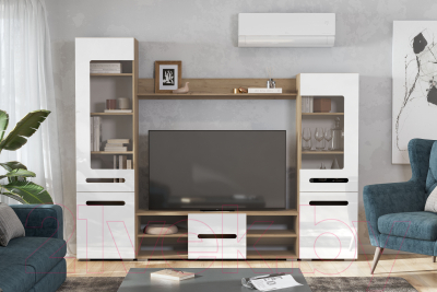 Стенка NN мебель МГС 6 исп 1 (дуб золотой/белый глянец)