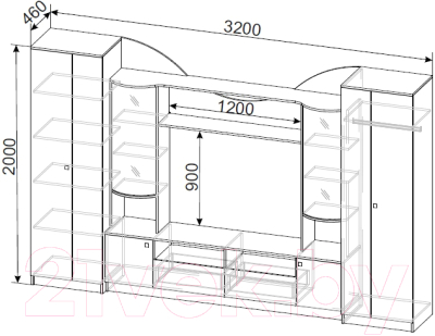 Стенка NN мебель МГС 8 исп 1 (ясень анкор светлый)