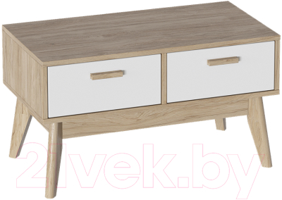 Тумба Мебельград Калгари 2ящ (дуб натуральный светлый/белый матовый) - фото