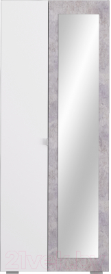Шкаф Аквилон Акцент №22 правый 2ств с зеркалом (белое сияние/цемент светлый)