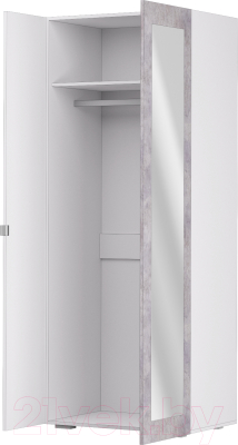 Шкаф Аквилон Акцент №22 правый 2ств с зеркалом (белое сияние/цемент светлый)