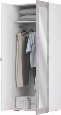 Шкаф Аквилон Акцент №22 правый 2ств с зеркалом (белое сияние/цемент светлый)