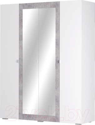 Шкаф Аквилон Акцент №24 4ств (белое сияние/цемент светлый) - фото